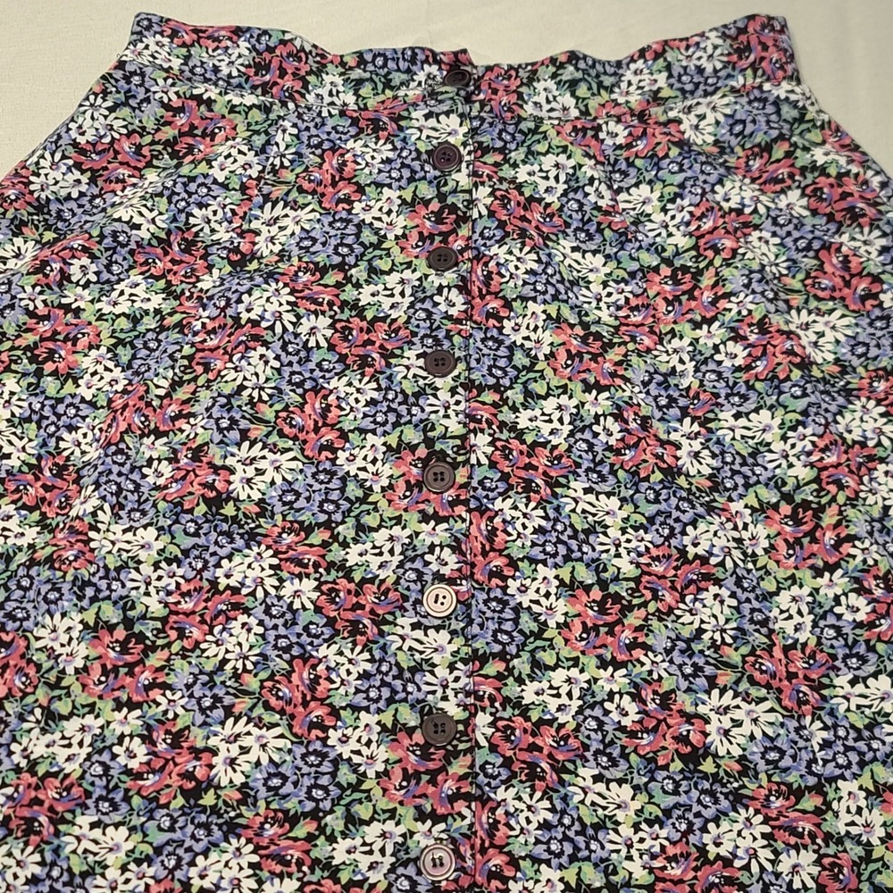 Sophisticates Jonathan Martin Skirt Womens Large Blue Floral Button Front Midi L